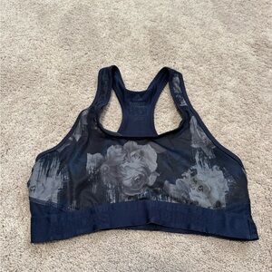 adidas Navy Floral Racerback Sports Bra